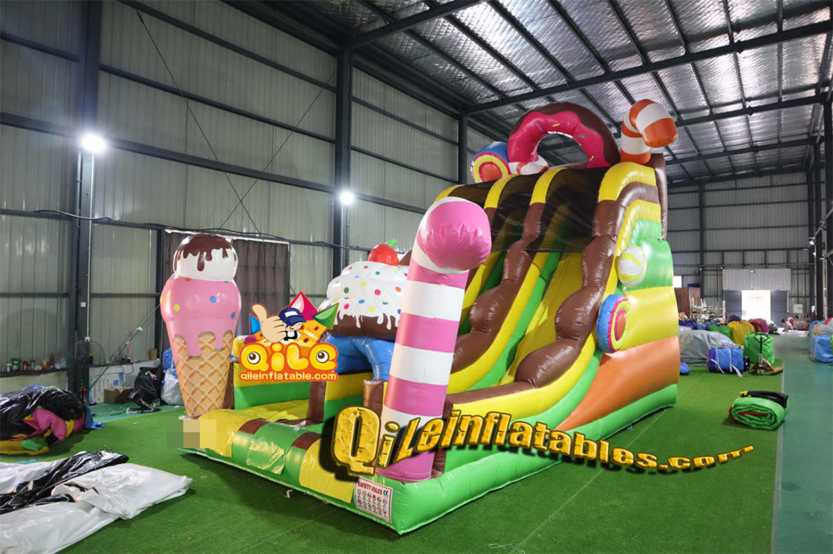 qile-7067  inflatable dry slide candy slide