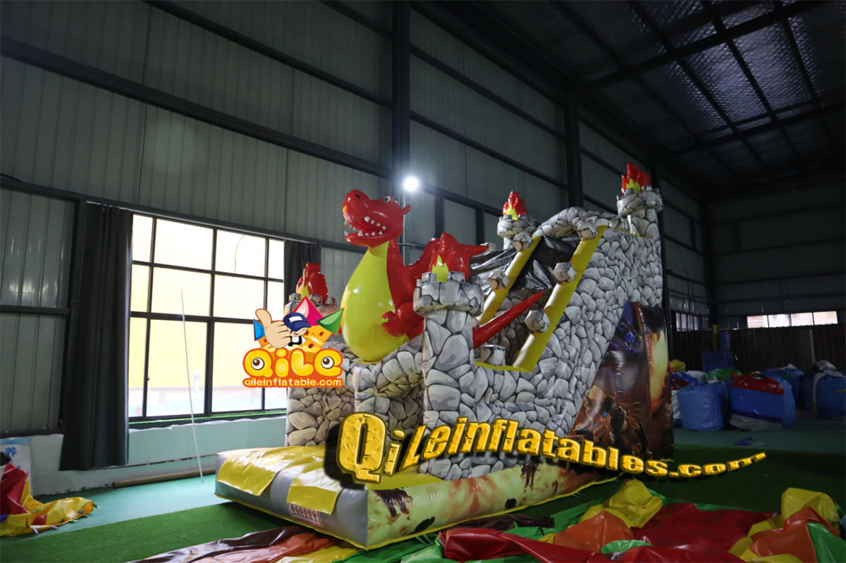 qile-7071  inflatable dry slide Red Dragon