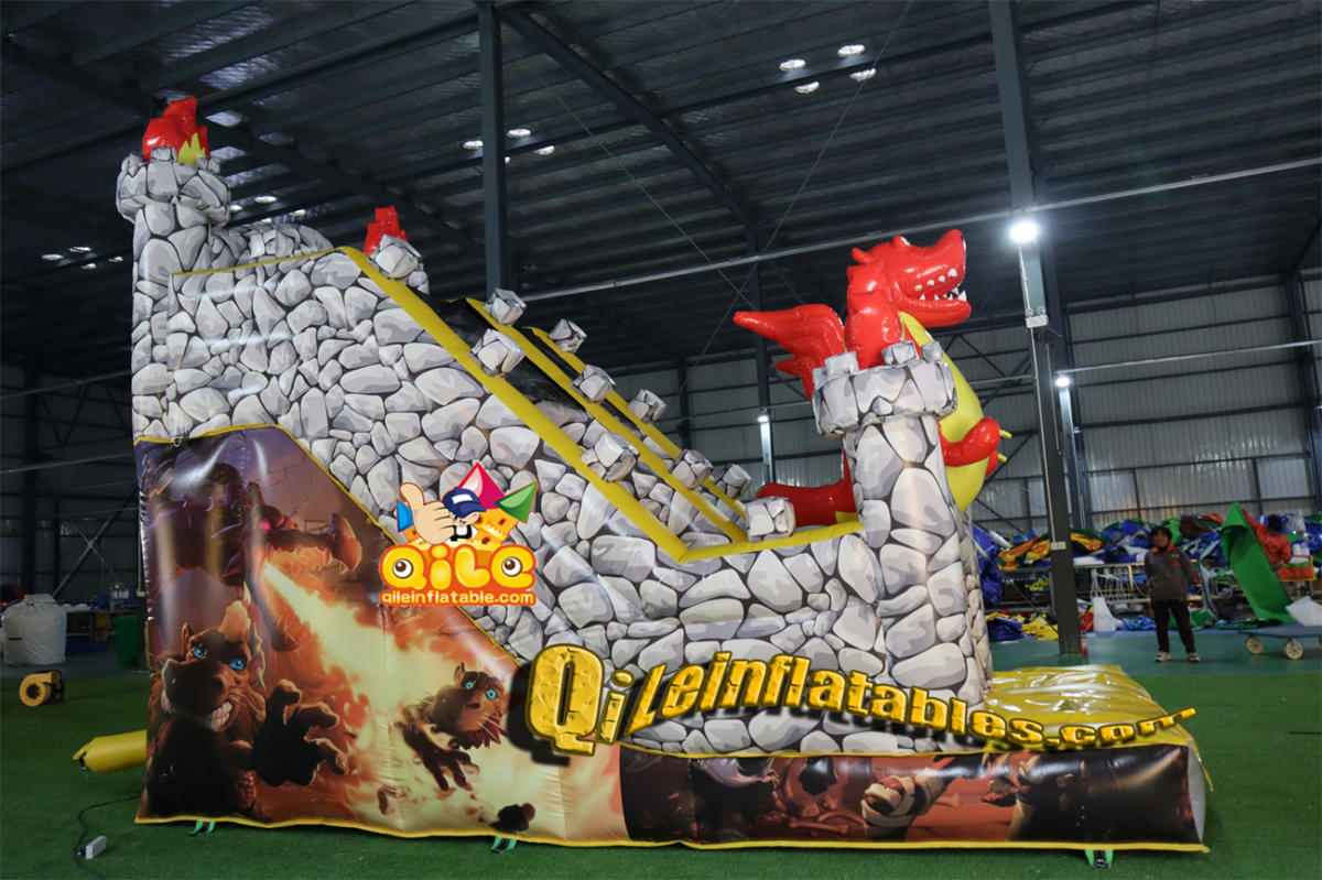 qile-7071  inflatable dry slide Red Dragon