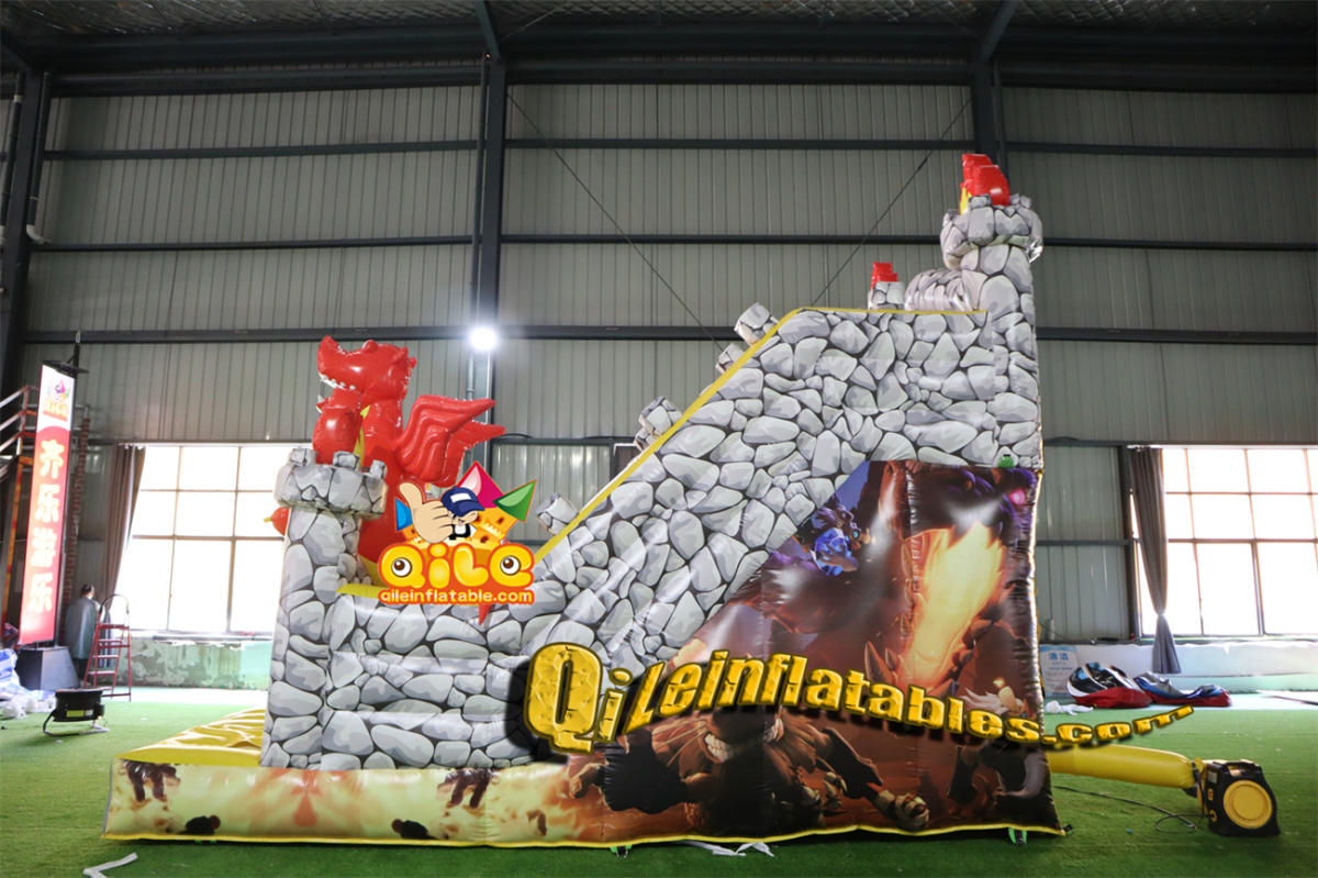 qile-7071  inflatable dry slide Red Dragon