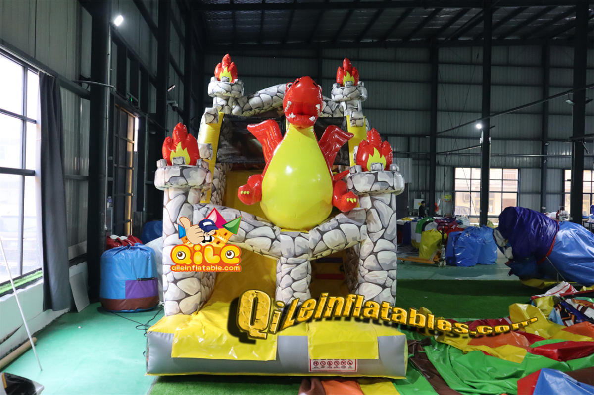 qile-7071  inflatable dry slide Red Dragon