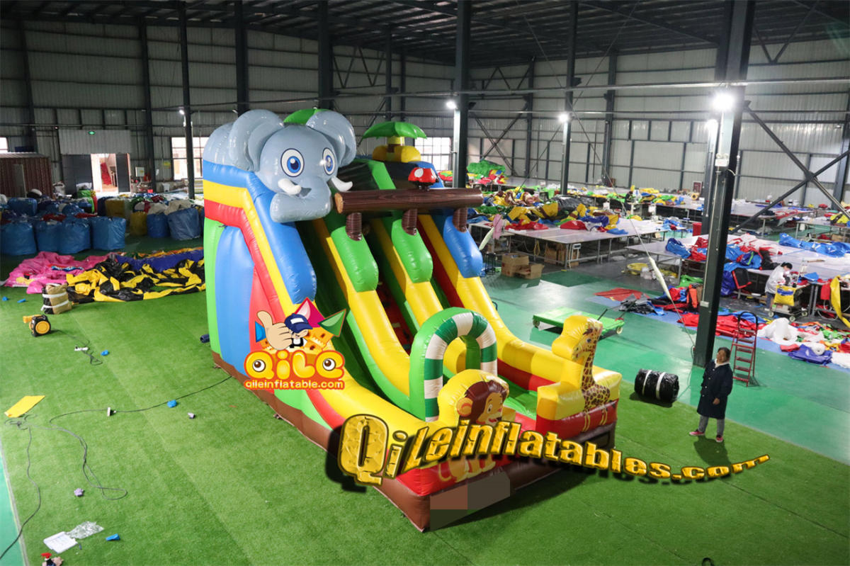 qile-7082  inflatable dry slide forest slide