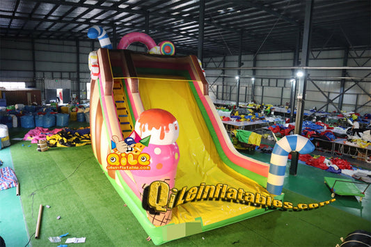 qile-7083  inflatable dry slide forest slide