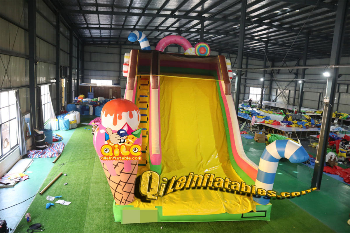 qile-7083  inflatable dry slide forest slide