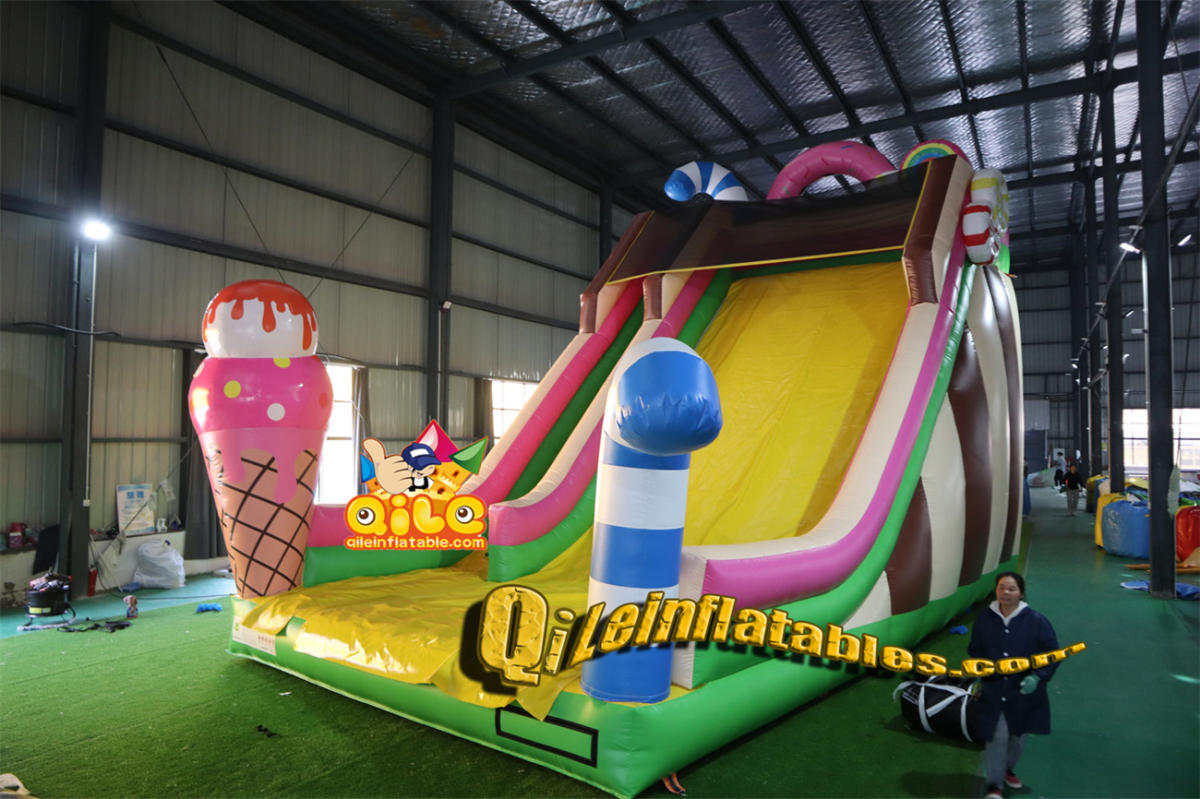 qile-7083  inflatable dry slide forest slide