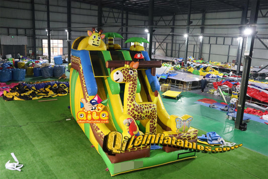 qile-7084  inflatable dry slide forest slide