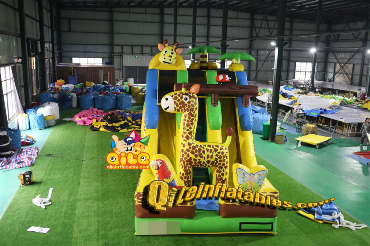qile-7084  inflatable dry slide forest slide