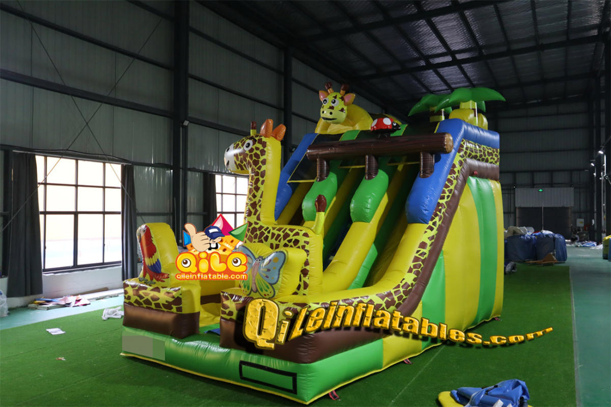 qile-7084  inflatable dry slide forest slide