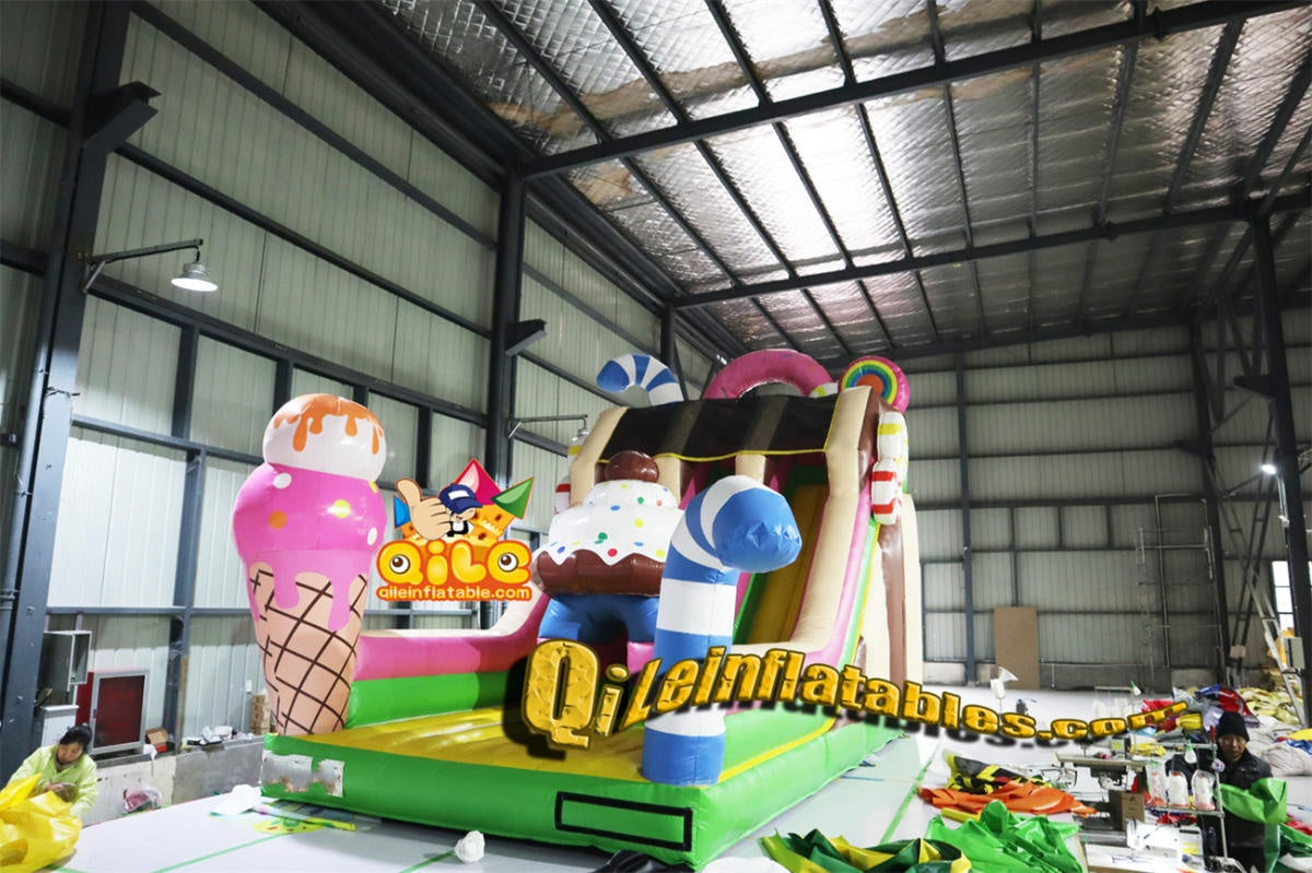 qile-7008  inflatable dry slide Ice Cream Candy slide
