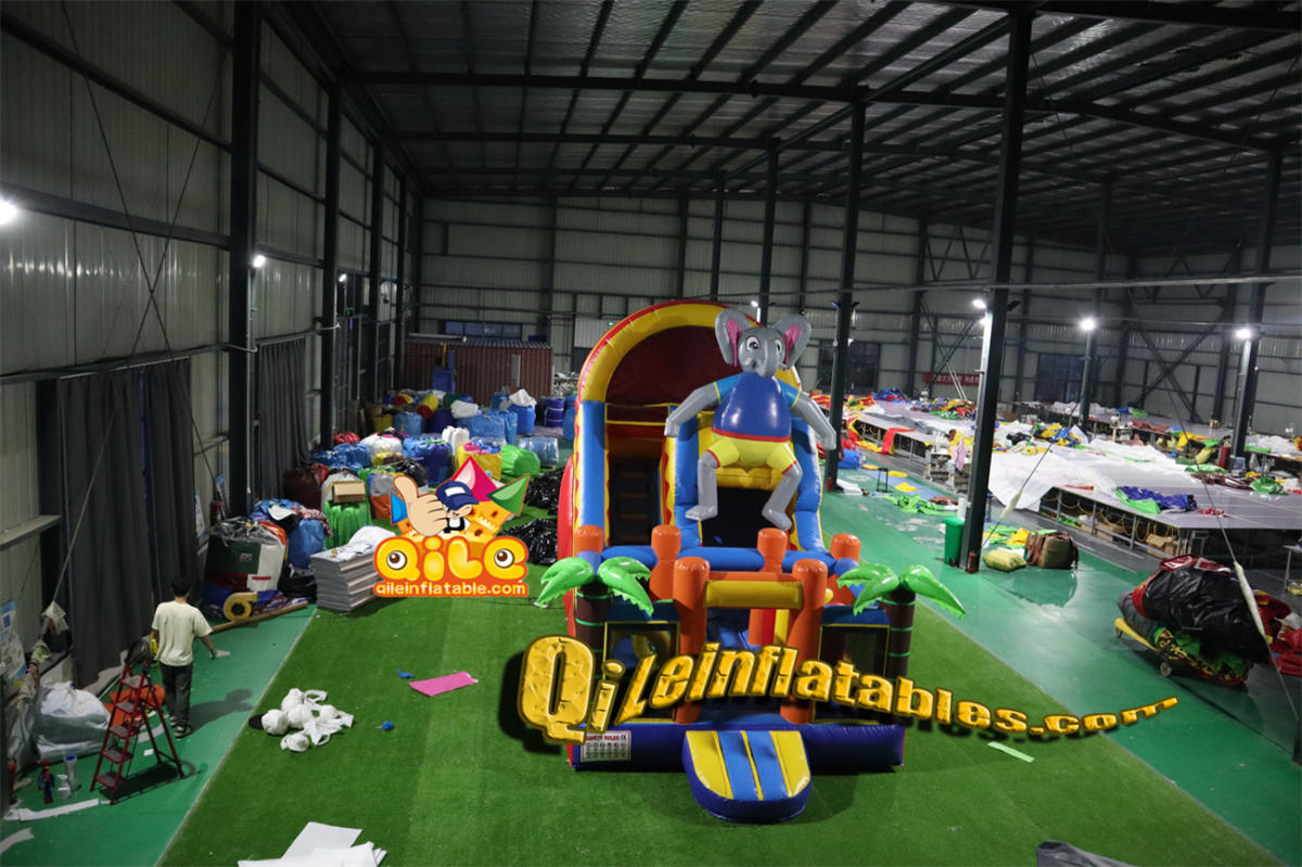 qile-7094  inflatable dry slide  elephant slide