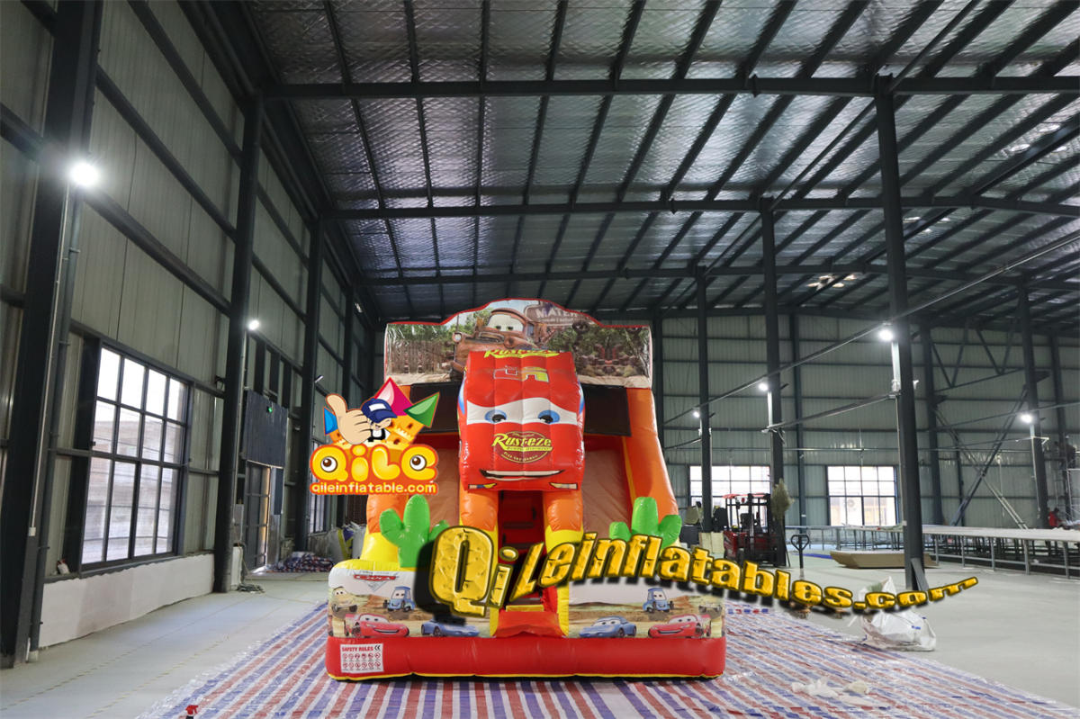 qile-7009  inflatable dry slide Cars slide