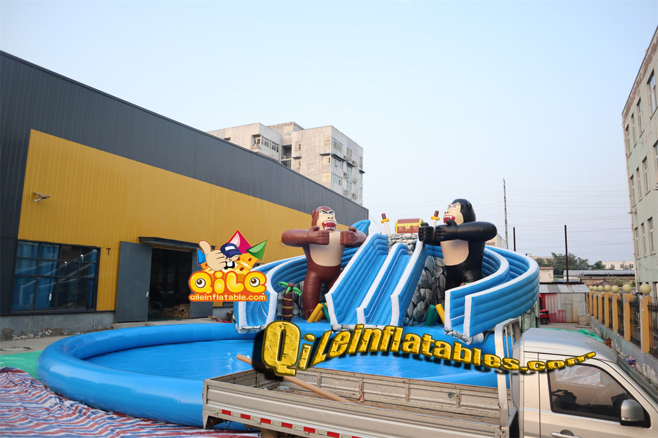 qile-6001 big FUN inflatable pool,Two-color gorilla pool park