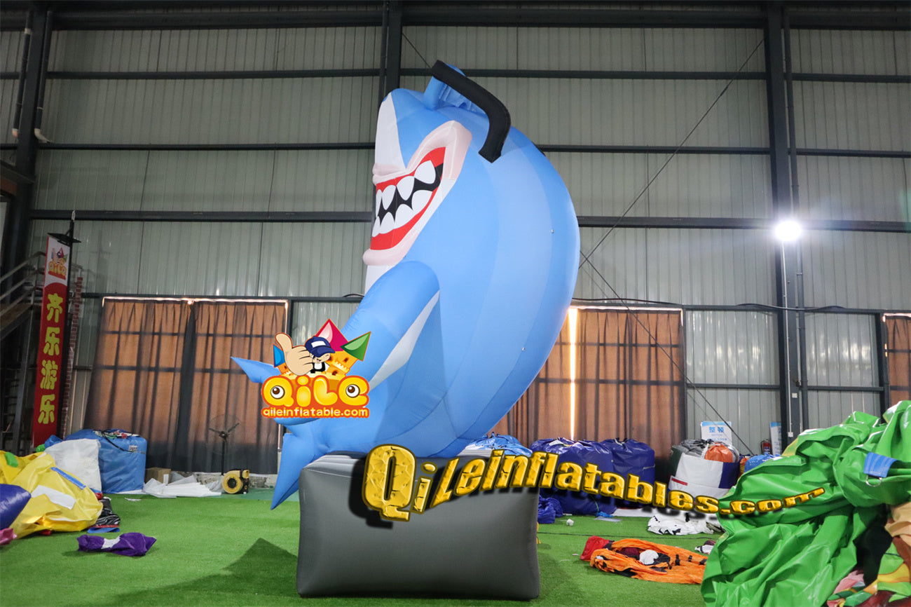 qile-4002 inflatable cartoon molding Shark with glasses