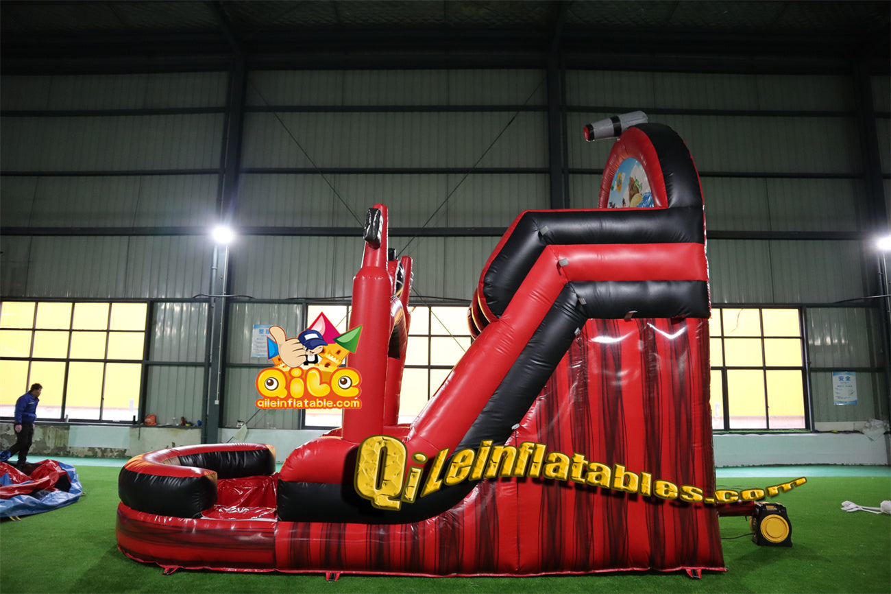 qile-6006 pirate Blacj and red water ripple slide water slide with pool