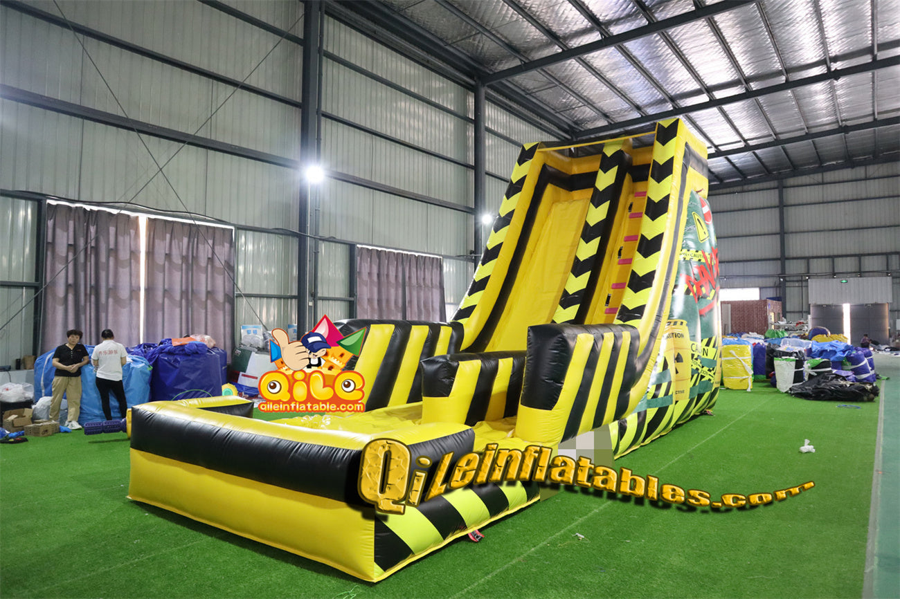 qile-6008 inflatable Yellow slide water slide with pool