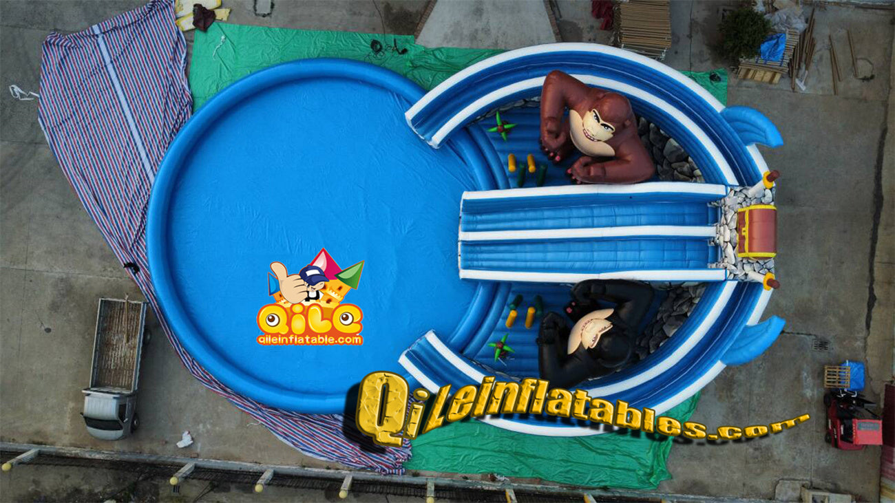 qile-6001 big FUN inflatable pool,Two-color gorilla pool park