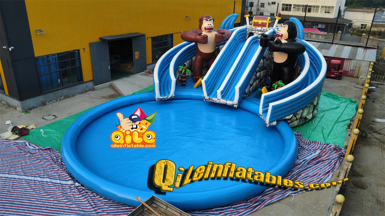 qile-6001 big FUN inflatable pool,Two-color gorilla pool park