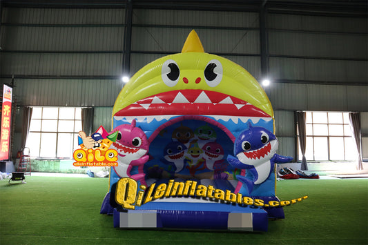 qile-1006 Ocean series shark and dolphin inflatable castle for sales