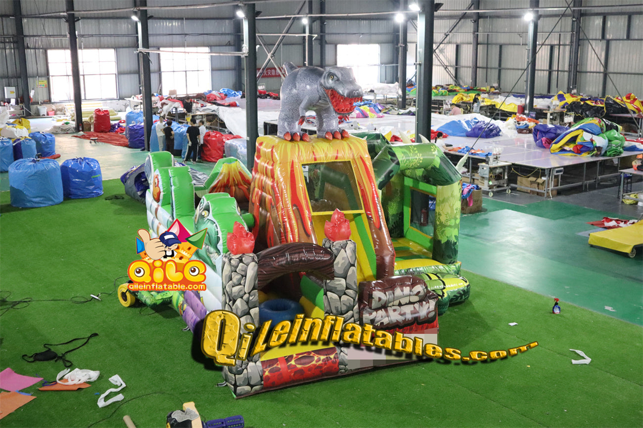 qile-2020   inflatable  castle  Dinosaur combo  for sales