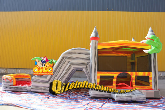 qile-2038  Dinosaur inflatable  castle  combo  for sales