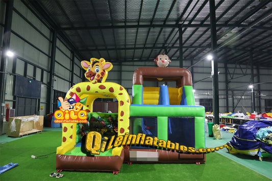 qile-2041  giraffe inflatable  castle  combo  for sales